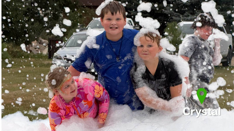 children in foam playing