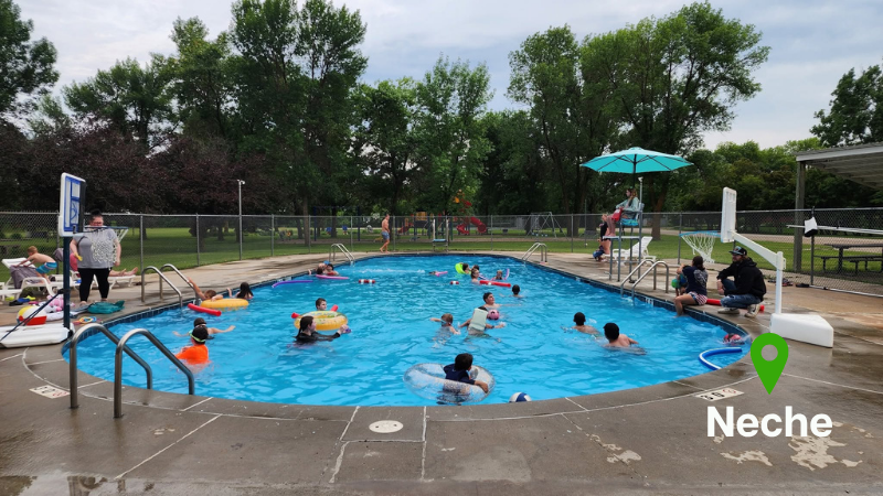 children in swimming pool in Neche